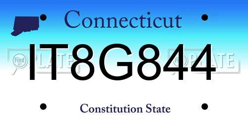 IT8G844 Connecticut License Plate