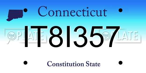IT8I357 Connecticut License Plate