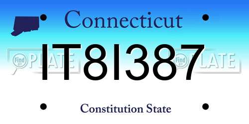 IT8I387 Connecticut License Plate