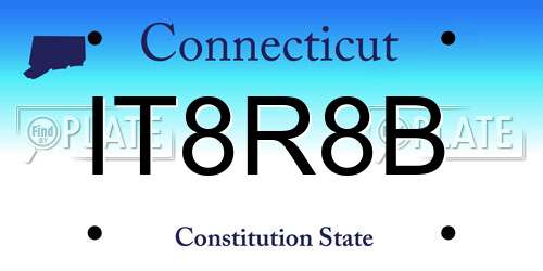 IT8R8B Connecticut License Plate