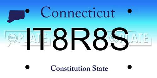 IT8R8S Connecticut License Plate