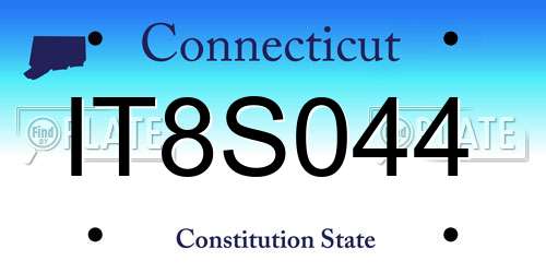 IT8S044 Connecticut License Plate