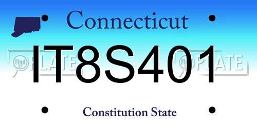 IT8S401 Connecticut License Plate