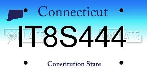 IT8S444 Connecticut License Plate
