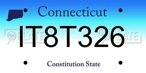 IT8T326 Connecticut License Plate