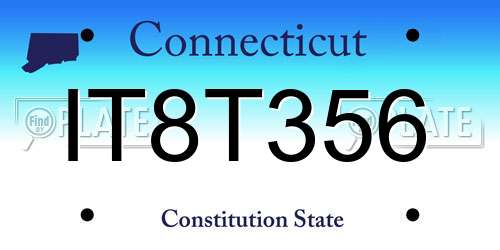 IT8T356 Connecticut License Plate