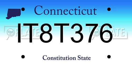 IT8T376 Connecticut License Plate