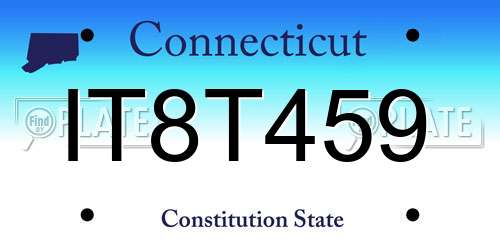 IT8T459 Connecticut License Plate