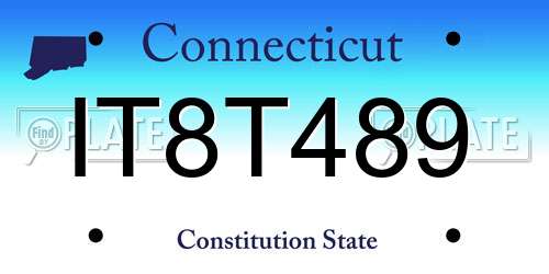 IT8T489 Connecticut License Plate