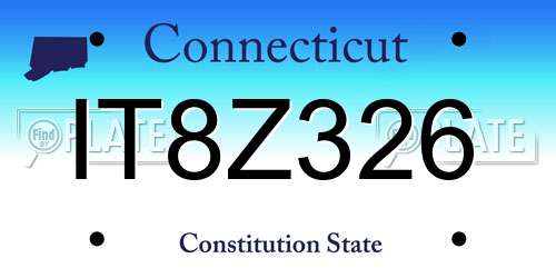 IT8Z326 Connecticut License Plate