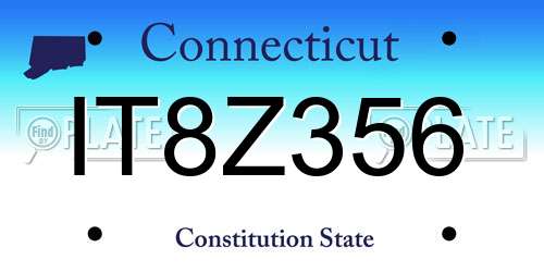 IT8Z356 Connecticut License Plate