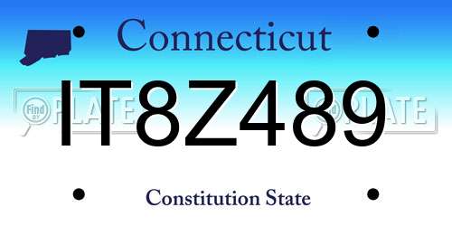 IT8Z489 Connecticut License Plate