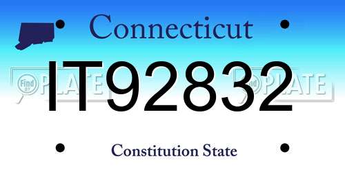 IT92832 Connecticut License Plate