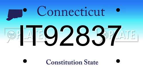 IT92837 Connecticut License Plate