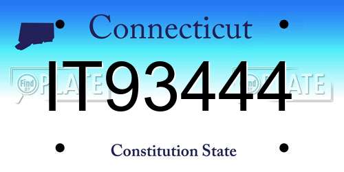 IT93444 Connecticut License Plate