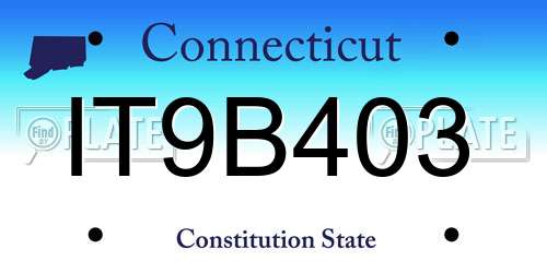 IT9B403 Connecticut License Plate