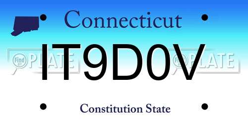 IT9D0V Connecticut License Plate