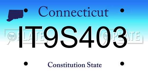 IT9S403 Connecticut License Plate