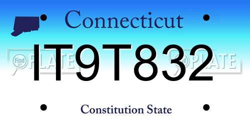 IT9T832 Connecticut License Plate