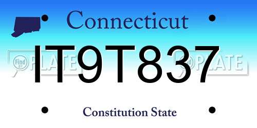 IT9T837 Connecticut License Plate