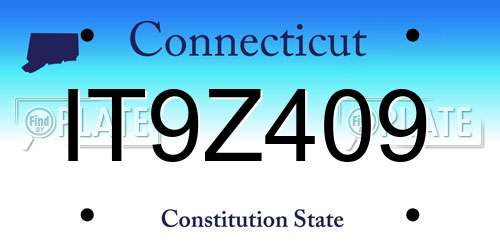 IT9Z409 Connecticut License Plate