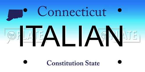 ITALIAN Connecticut License Plate