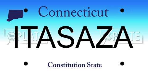 ITASAZA Connecticut License Plate