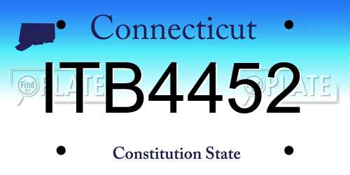 ITB4452 Connecticut License Plate