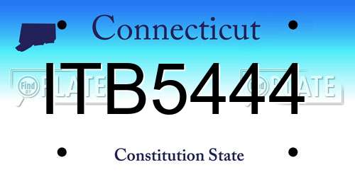 ITB5444 Connecticut License Plate