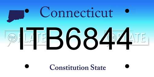 ITB6844 Connecticut License Plate