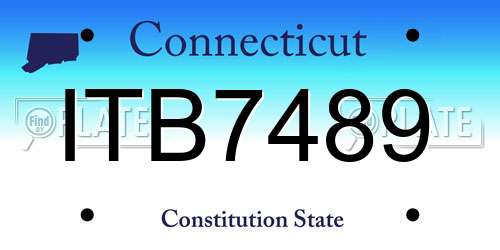 ITB7489 Connecticut License Plate
