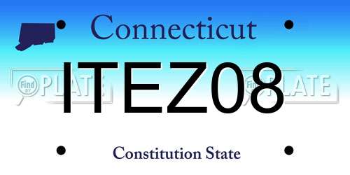 ITEZ08 Connecticut License Plate