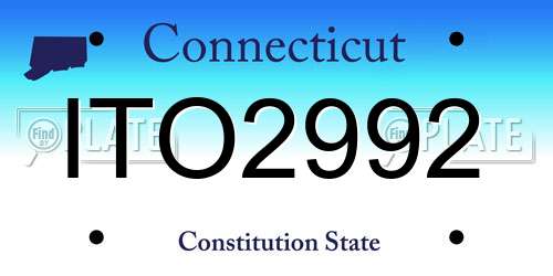 ITO2992 Connecticut License Plate