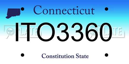 ITO3360 Connecticut License Plate