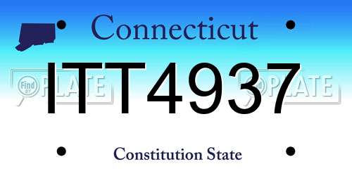 ITT4937 Connecticut License Plate