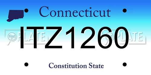 ITZ1260 Connecticut License Plate