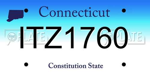 ITZ1760 Connecticut License Plate