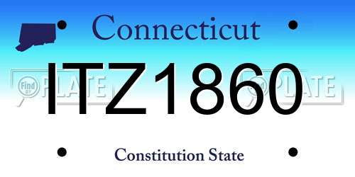 ITZ1860 Connecticut License Plate