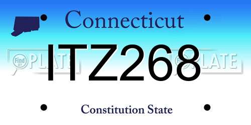 ITZ268 Connecticut License Plate