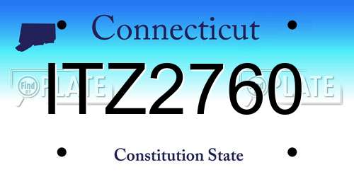 ITZ2760 Connecticut License Plate