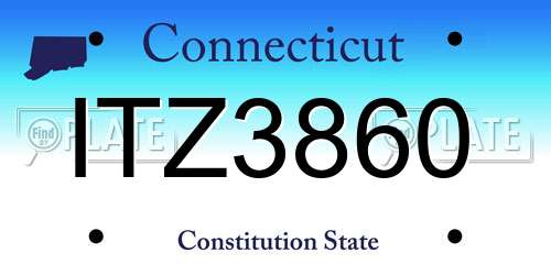 ITZ3860 Connecticut License Plate
