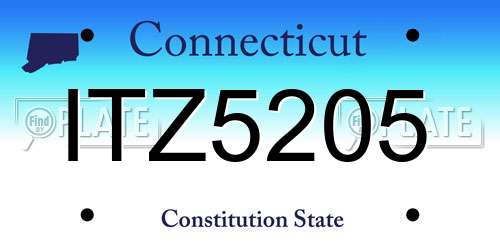 ITZ5205 Connecticut License Plate
