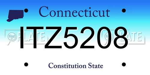 ITZ5208 Connecticut License Plate