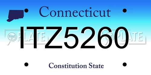 ITZ5260 Connecticut License Plate