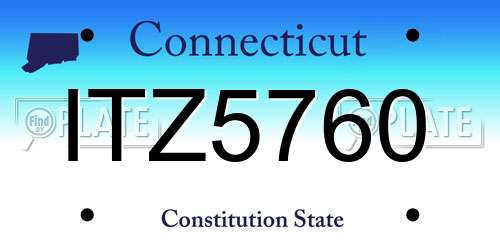 ITZ5760 Connecticut License Plate