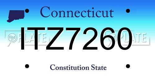 ITZ7260 Connecticut License Plate