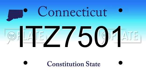ITZ7501 Connecticut License Plate