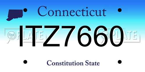 ITZ7660 Connecticut License Plate