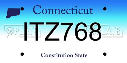 ITZ768 Connecticut License Plate