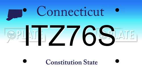 ITZ76S Connecticut License Plate